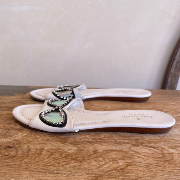 KATE SPADE Cute Slides Flats w/Glasses Rhinestones Iridescent Lenses Sz 7.5M NEW - Picture 7 of 12